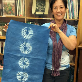 Shibori design dyed with indigo