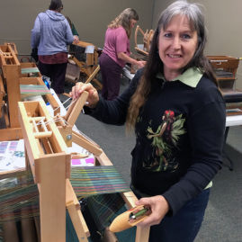 Ruby Leslie workshop - Sophia tries out the Bumberet weave