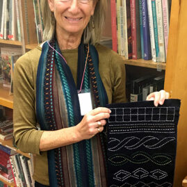 Terri's supplemental warp scarf and sashiko piece