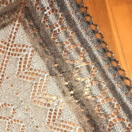detail of Sophia Brantley's shawl with handspun